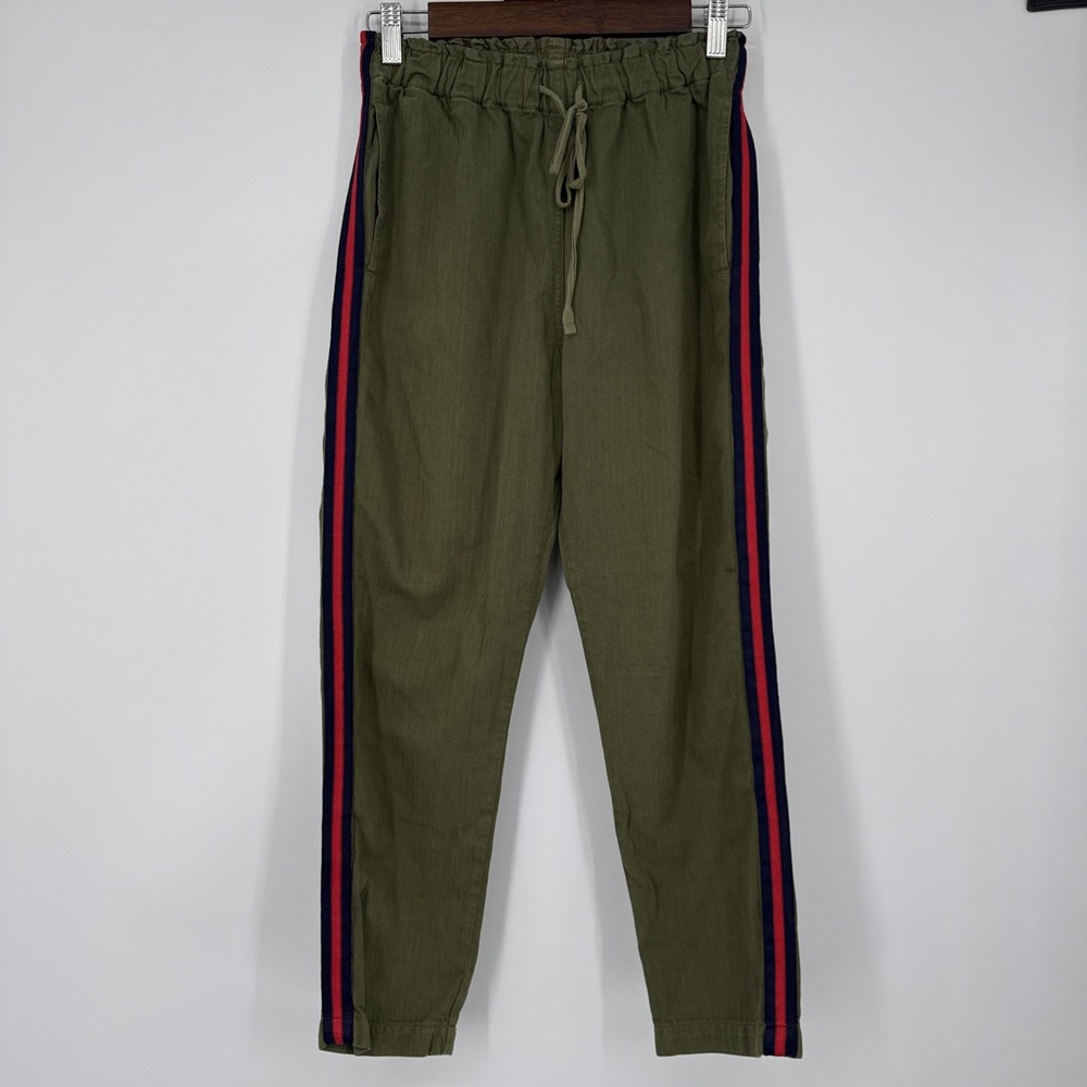 Xirena Rex Cotton Twill Pants Olive Green Pull On Elastic Waist Crop Boho XS